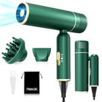 Hair Dryer, Diffuser Hairdryer, Blow Dryer for Women, Travel Hair Dryer, Ionic Hairdryer, Lightweight Blow Dryer, Constant Temperature Hair Care, Anti-Hair Intake, Foldable, Green