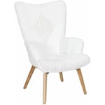 Rohan - Fauteuil Imitation Laine Motif Patchwork Blanc