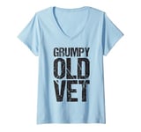 Womens Grumpy Old Vet Funny Military Veteran Men Women V-Neck T-Shirt