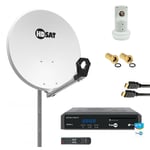 Hdsat - Pack Parabole acier 80cm + Récepteur fransat avec carte + lnb Single