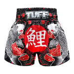 TUFF: JAPANESE KOI FISH MUAY THAI SHORTS - SVART (Medium)