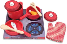 Melissa & Doug Deluxe Wooden Kitchen Accessory Set Pots & Pans 8 pcs