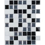 Linghhang - Papier Peint Carrelage Autocollant Couleur noir et blanc 25x20 cm Style Mosaïque Sticker Mural Film Décoratif Imperméable pour Carreaux