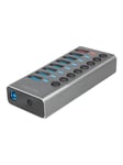 LogiLink USB 3.2 Gen 1 hub 7-port + 1x Fast Charging port on/off switch USB hub - 8 ports - Grå