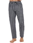 Litherday Pantalon de Pyjama Homme à Carreaux 100% Coton Longue Bas de Pyjama Cofortable Respirant Décontracté Doux avec Poches à Cordon de Pantalon,Bleu Foncé + Blanc,L