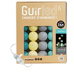 GuirLED - Guirlande lumineuse boules coton LED USB - Veilleuse bébé 2h - Adaptateur secteur double USB 2A inclus - 3 intensités - 24 boules 2.4m - Scandinave