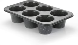 Jumbo Deep Muffin Tin 6-Cup 3.5" Non-Stick Bakeware Carbon Steel Black Finish