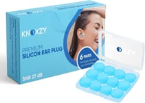 Knoxzy Silicone Ear Plugs for Sleeping Re-Usable 6 count (Pack of 1) 