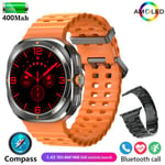 2024Uusi Watch 7 Ultra Gps Compass Smart Watch Sos Function Outdoor Sport Watch Amoled 466*466 Bt Call Ip68 Vedenpitävä Älykello_Orange Steel Belt_2024New For Samsung