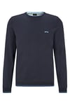 BOSS Mens Ritom W22 Curved-Logo Sweater in Organic Cotton Blue