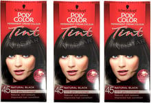 Schwarzkopf Permanent Hair Colour Cream Natural Black 45 Poly Colour Tint x 3