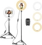 10" Ring Light with Tall Tripod Stand & Phone Holder for Youtube Video, Dimmable