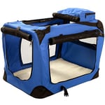 MOOL Niche de Transport en Tissu ultraléger avec Matelas en Polaire et Sac à Nourriture pour Animaux domestiques Bleu Taille L 70 x 52 x 52 cm