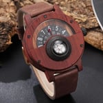 MKDLB Wooden watch Creative WOOD Watch Men Watches Turntable Dial Real Walnut Ebony Wooden Man Watch Male Black Brown Red Rose Wood Compass,Rose Wood Watch