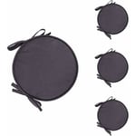 Lot de 4 Coussin Rond Galette de Chaise Ronde pour Table et Chaise de Salle à Manger avec Cordon de Serrage 38cm (gris foncé)