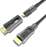 Câble Hdmi Fibre Optique-10M,4K Câble Hdmi 2.0 Supporte 4K@60Hz 4:4:4,Hdr,3D,Arc,Hec,Hdcp 2.2,Haute Vitesse 18 Gbps Avec Dual Micro Hdmi Et Standard Hdmi Connecteurs