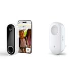 Arlo Sonnette 2K + Chime Carillon, Sonnette de Surveillance WiFi Exterieure sans Fil, Autonomie de 6 Mois, Capteur de Mouvement, Audio Bidirectionnel, Essai Secure Inclus, Blanc