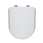 Abattant WC avec charnières chromées entraxe 158 mm, couvercle de WC couleur blanche, tablette WC compatible avec WC Clodia H 435 MM L 358 MM