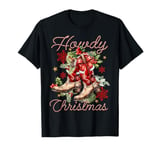 Retro Howdy Christmas Cowgirl Boots Coquette Bow Western T-Shirt