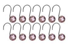 Premier Housewares Resin Shower Curtain Hooks - Set of 12, Hot Pink