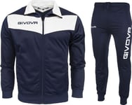 Givova Fotballtreningstreningssett Joggebukser Givova Tuta Visa Triacetato Marineblå Og Hvit Tr018 0403 3Xs