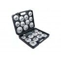 Coffret 23 pi?ces douille cloche ? filtre ? huile fonte d?aluminium cl? cliquet 12,5 mm 1/2" BGS