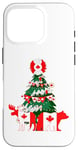 Coque pour iPhone 16 Pro Pull de Noël moche avec drapeau canadien et arbre de Noël