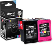 Lot De 2 Cartouches D'Encre Compatibles Avec Hp 304Xl 304 Xl N9K08Ae N9K07Ae Black Color Compatibles Avec Hp Envy 5000 5020 5030 Deskjet 3720 2630 3750 2620 2600 3735