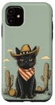 Coque pour iPhone 11 Chat noir dans des bottes de cowboy