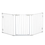 Pet Gate Dog Playpen for Indoor Stair Barrier with Walk Through Door White