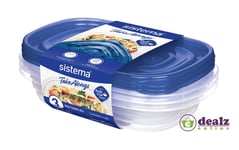 3x Sistema TakeAlongs Rectangle Plastic Food Storage Containers Lids 950ml