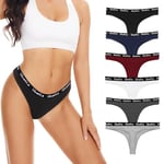 Tanga Coton Femme Strings pour Femme - en Coton - sous-vêtements Sexy pour Femme - Culotte Sexy - pour Femme sous-vêtements de Sport -6 Paquet de Multicolore UN2 S