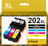 202 Xl 202Xl Compatible Cartouche Pour Epson 202 Xl Pour Epson Xp 6105 Pour Expression Premium Xp-6100 Xp-6000 Xp-6005 Pack (Noir,Cyan,Magenta,Jaune,Noir Photo)