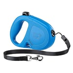 Ferplast Laisse Chien Enrouleur Flippy One, Laisse pour Chiens de Taille Moyenne jusqu'à 20 Kg. Cordon Extensible Max 5 m. Bouton Unique pour verrouiller et déverrouiller, Bleu Clair