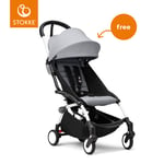 Stokke® Barnvagn YOYO³ white inkl. 6+ Färgklädsel Stone