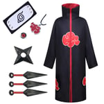 GUOHANG Costume Naruto Halloween pour Hommes Anime Naruto Akatsuki Uchiha Itachi Cosplay Costumes Costumes Anime Costume Plein Accessoires Costume De Fête De Noël pour Hommes Enfants,A11,155CM~165CM