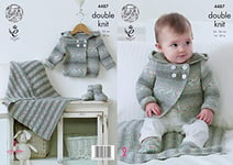 King Cole 4487 Knitting Pattern Hooded Jacket, Blanket and Bootees in King Cole Drifter DK for Baby