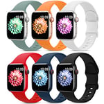 AMSKY 6 Pièces Bracelet en Silicone Compatible avec Bracelet Apple Watch 40mm 44mm 46mm 45mm 42mm 41mm 38mm 49mm Femme Homme, Sport Bracelet Compatible avec iWatch SE Ultra Series 10 9 8 7 6 5 4 3 2 1