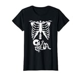 Womens Halloween Pregnant Women & Baby Skeleton Funny X-Ray Gift T-Shirt