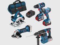 Bosch Verktøysett 18V GSR/GDR/GBH/GWS/GKS + 3stk 5,0Ah batterier...