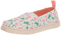 TOMS YOUTH ALPARGATA Soft Blue Hawaiian Flamingos Print UK4.0