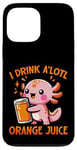 Coque pour iPhone 13 Pro Max Je bois du jus d'orange A'lotl Funny Axolotl Kawaii