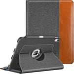 Coque Pour Ipad 10ème Génération 2022 10.9 Pouces - [Rangement De Stylet] Housse Rotative À 360° Étui Veille/Réveil Automatique Protection Ipad 10 2022, Gris/Marron[Coq101570]