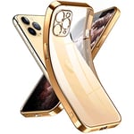 Supdeal Crystal Clear Case for iPhone 11 Pro, [Never Yellow] [Camera Protection], Thin Slim Fit Transparent Soft Silicone Phone Protective Case Cover, 5.8 Inch, Luxury Gold