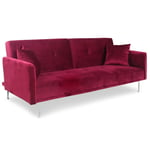 Cotecosy - Canapé convertible clic-clac 3 places Carla Velours Rouge - Rouge