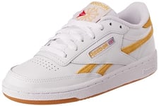 Reebok Women's Club C Revenge Sneaker, FTWR White/Retro Gold F23-R/Stucco, 3 UK