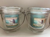 Yankee Candle CATCHING RAYS VOTIVE CANDLES IN GLASS CONTAINERS X 2 NEW RARE