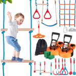 Parcours Ninja pour Enfants Kit Slackline-VEVOR-2x18,29 m-avec Filet d¿Escalade Barre de Singe pour Jardin Arrière-Cour