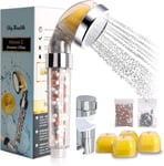 Pommeau de Douche Filtrant avec Vitamin C,Filtre Douchette Ionique Anti Calcaire Chlore,Douche à Main Adoucit l' Eau dure,Haute Pression,Economie d'Eau,Installation Facile (Style 1).[T401]