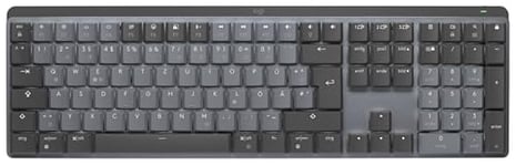 Logitech MX Mechanical Clavier Sans Fil Rétroéclairé Performant , Commutateurs Linéaires, Clavier Allemand QWERTZ - Gris